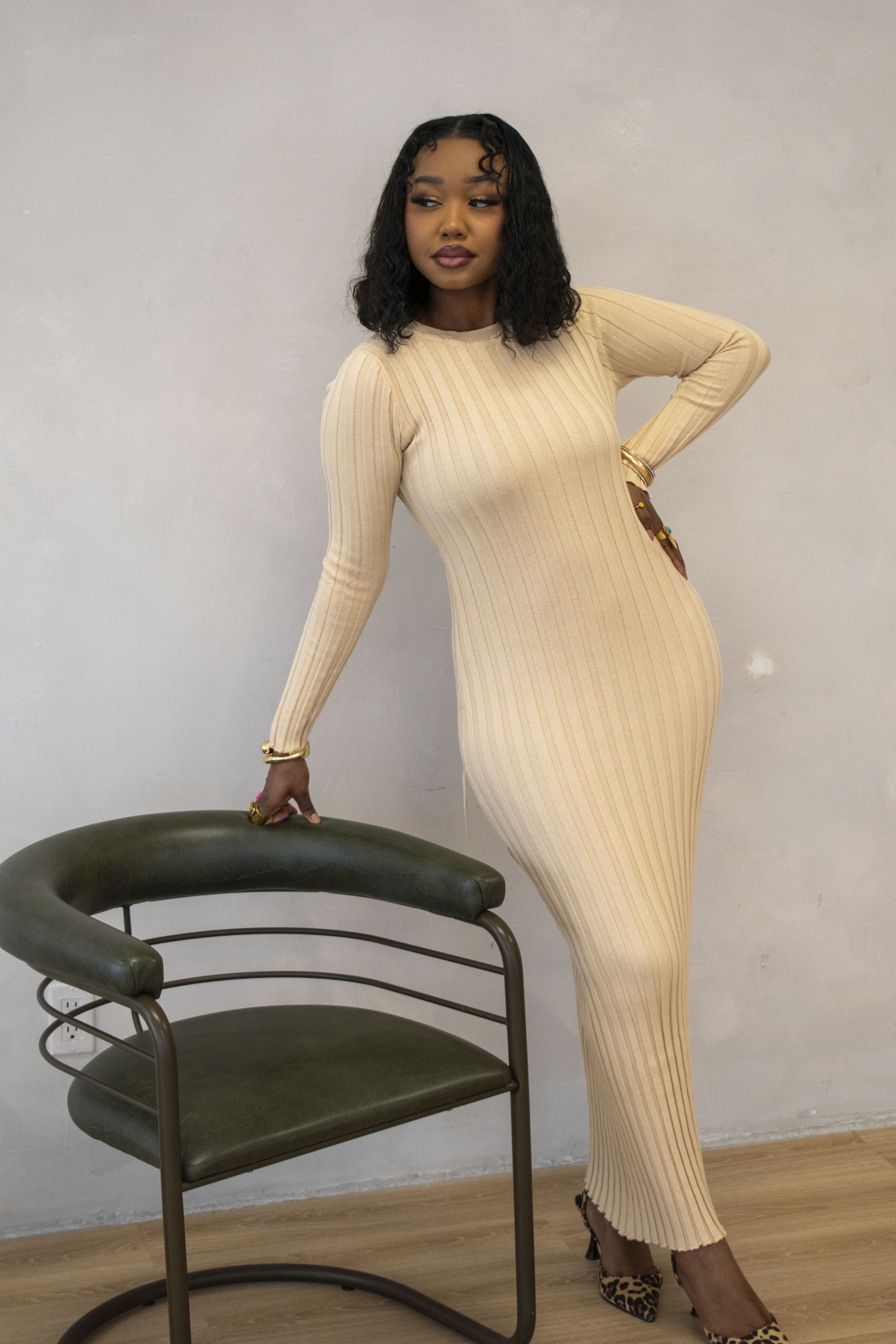 Maxi Sweater Dress- Beige